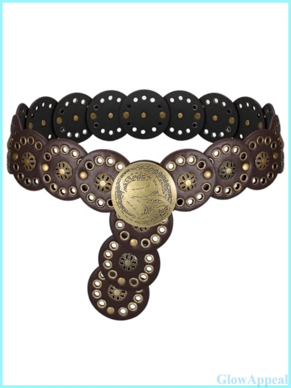 Western Leather Belt Concho Disc Wide Waist Boho Dress Jean Belt